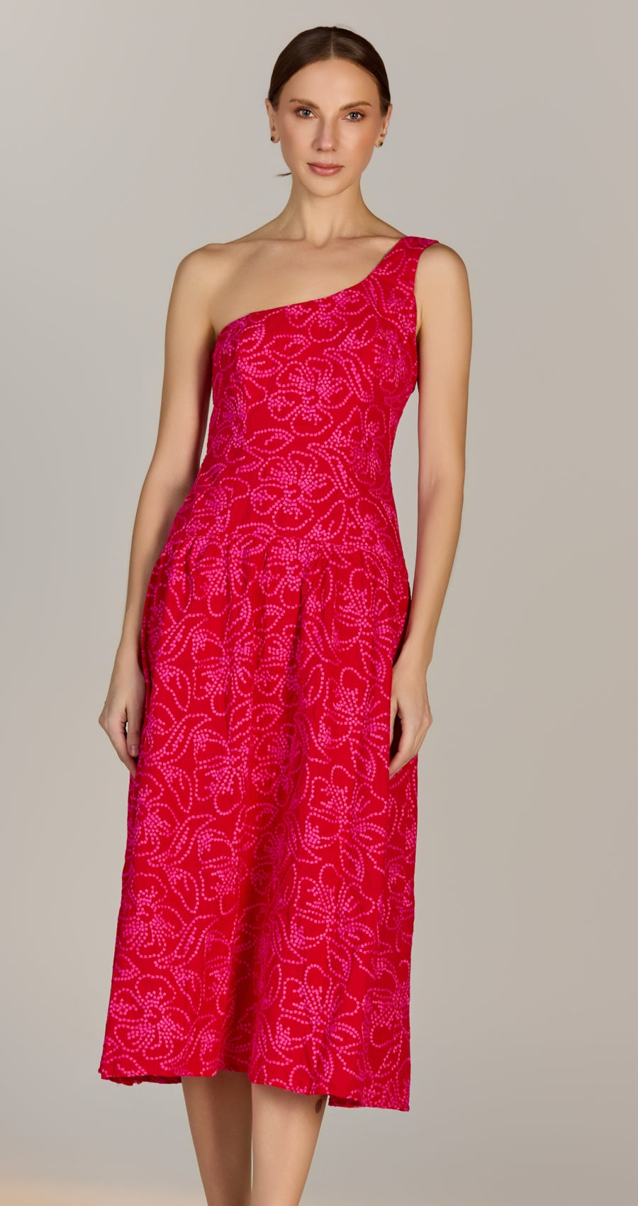 Vestido Un Hombro Midi Rojo