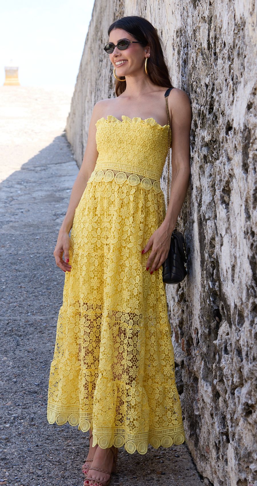 Vestido Lia Midi Amarillo Caro Cruz