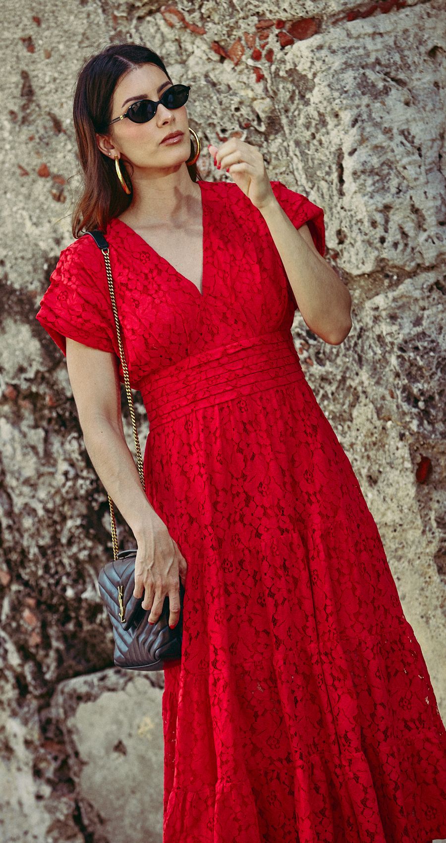 Vestido Oasis Midi Rojo Caro Cruz