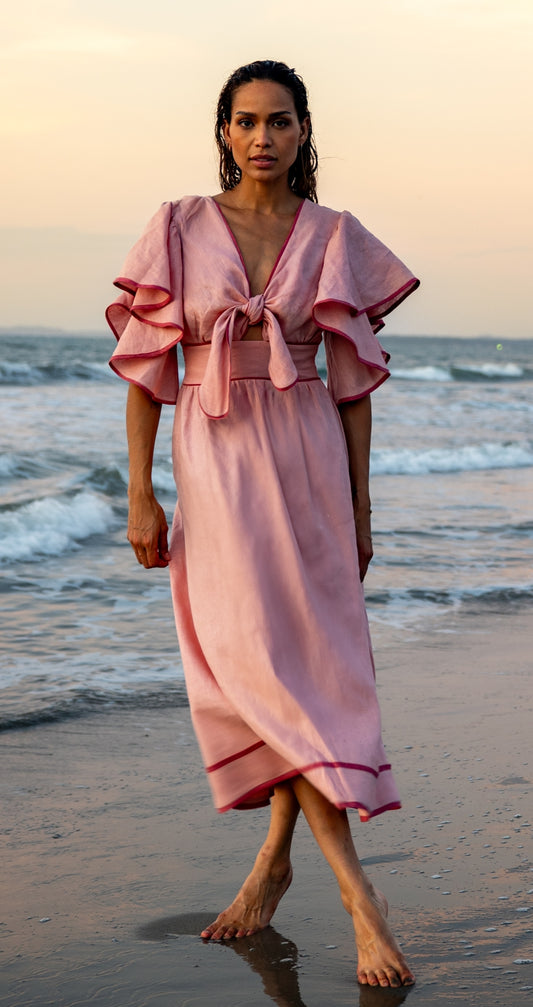 Vestido Mangas Ingrid Rosado Andrea Tovar