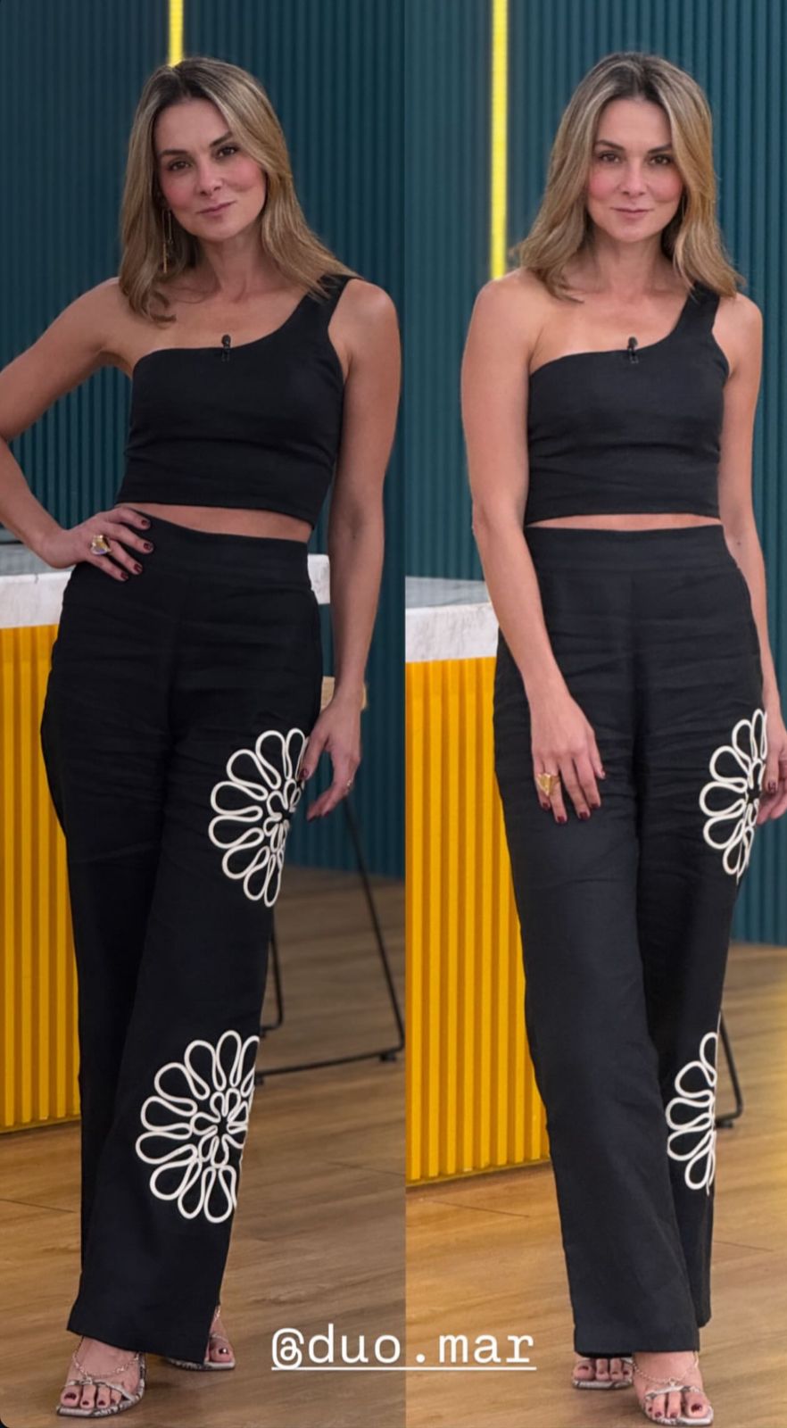 Set Un Hombro Pantalon Negro