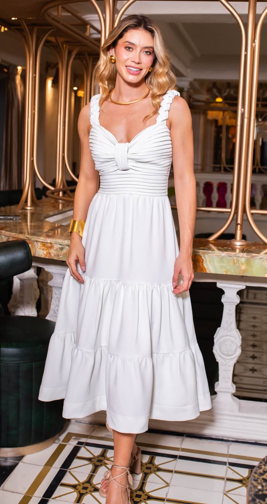 Vestido Liliana Midi Blanco - VESTIDOS - Duo Mar