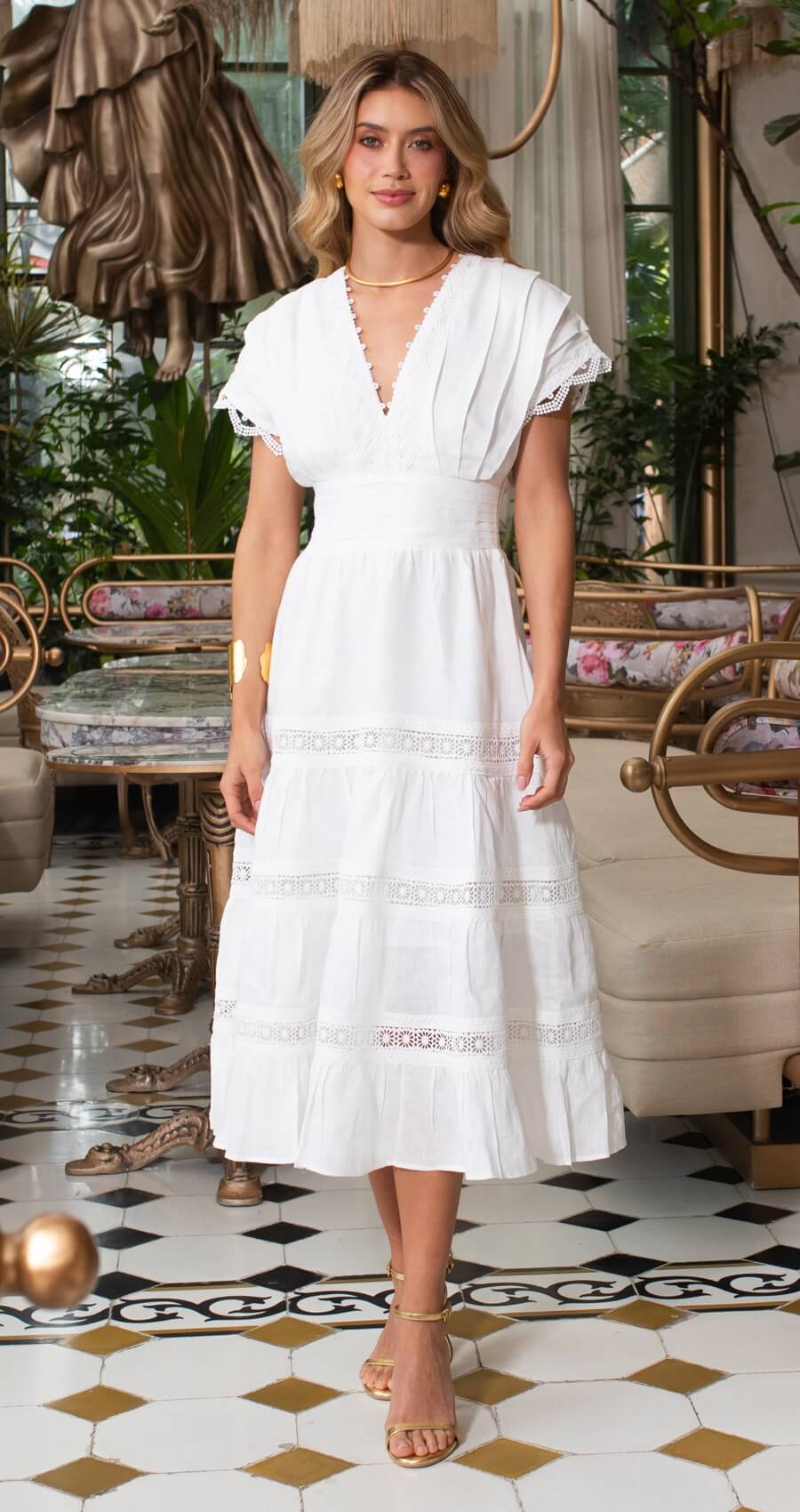 Vestido Oasis Midi Lino Blanco - VESTIDOS - Duo Mar