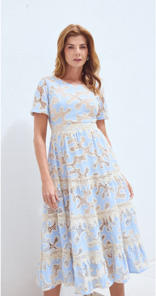 Vestido Midi Baby Blue Mangas CARO CRUZ