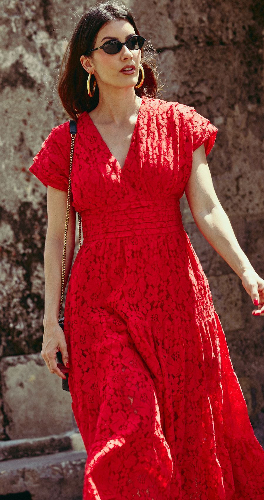 Vestido Oasis Midi Rojo Caro Cruz