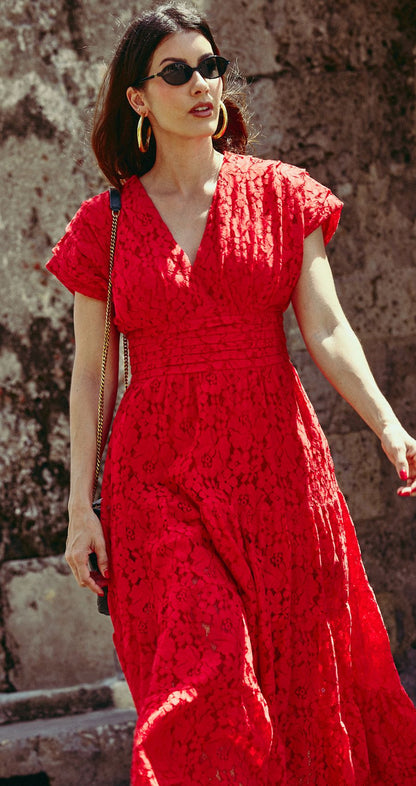 Vestido Oasis Midi Rojo Caro Cruz