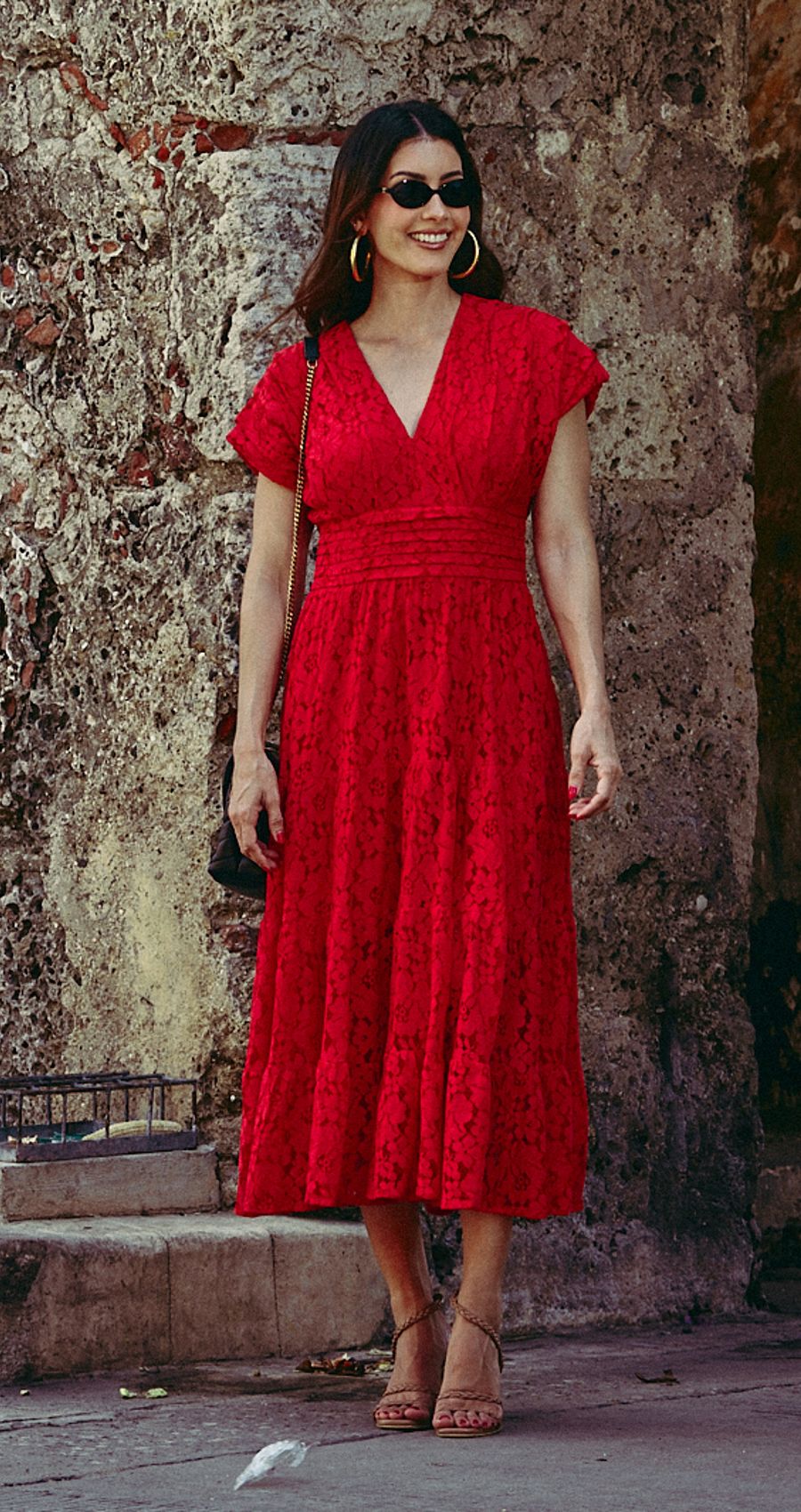 Vestido Oasis Midi Rojo Caro Cruz
