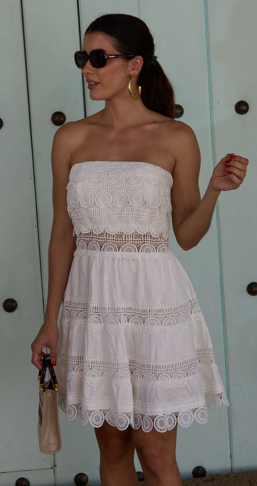 Vestido Corto Lino Blanco Caro Cruz