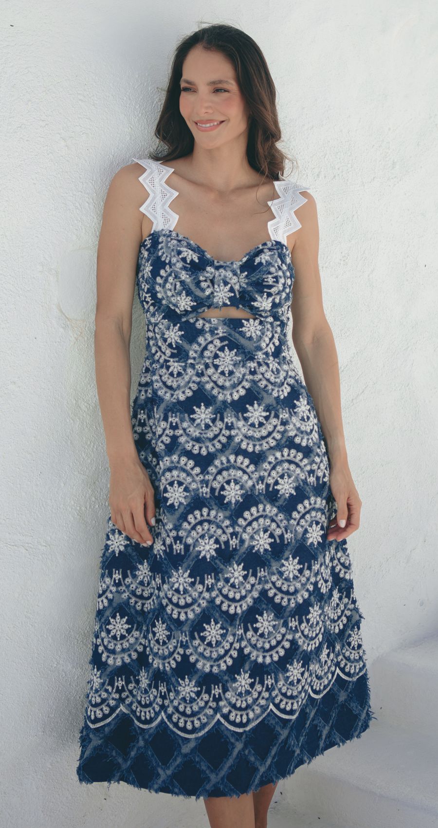 Vestido Lazo Midi Jean Oscuro