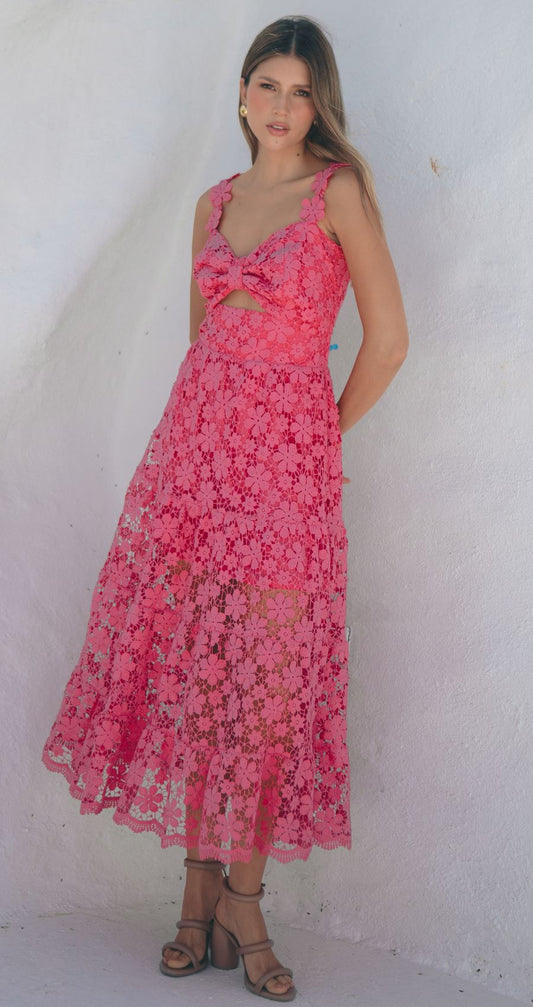 Vestido Lazo Midi Coral
