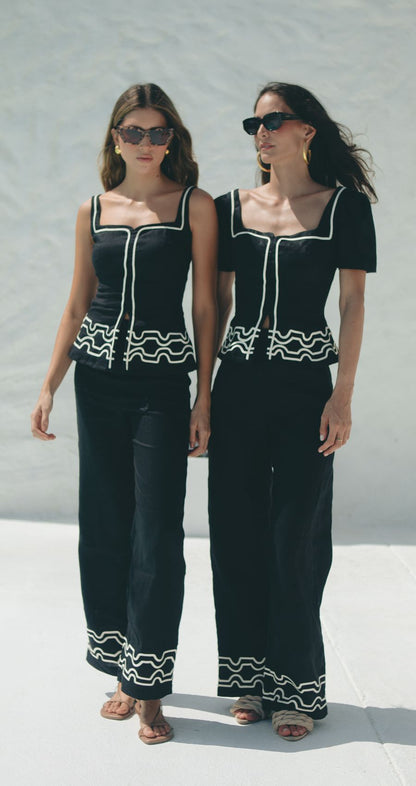 Set Chaqueta Kelly Pantalon Lino Negro