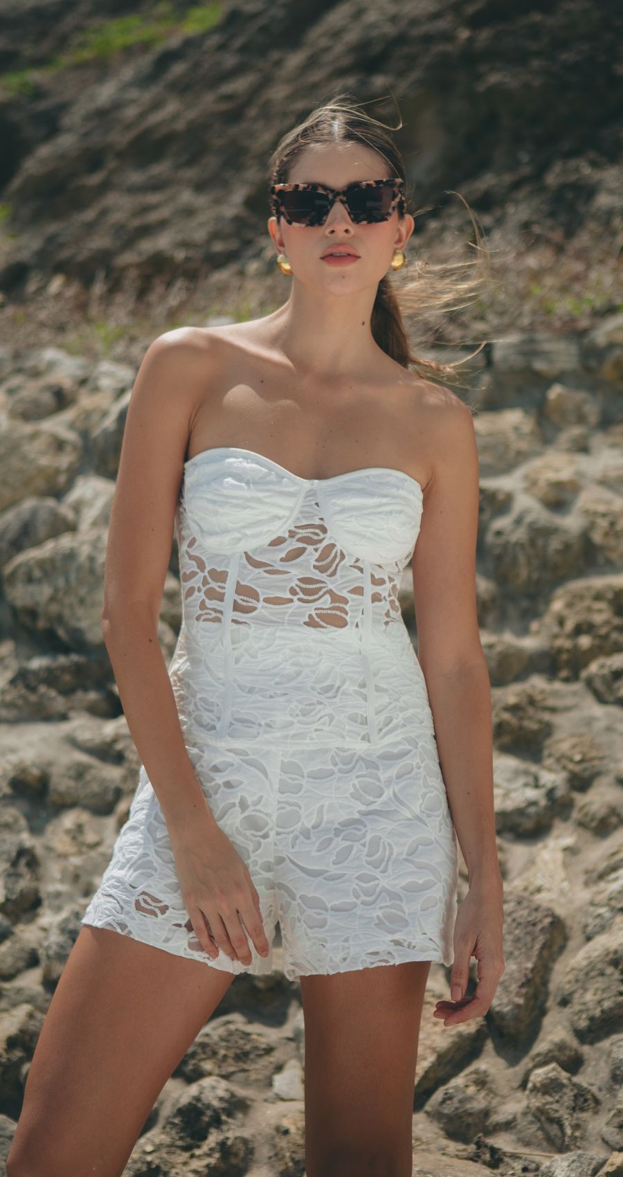 Set Corset Short Corta Blanco