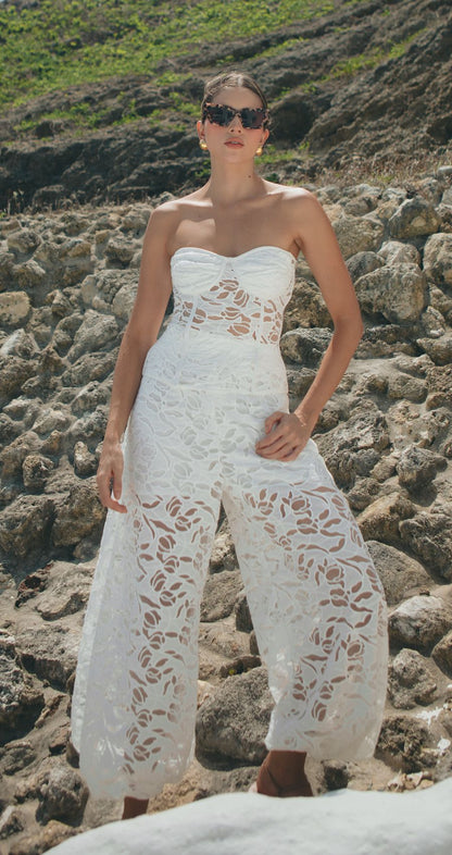 Set Corset Pantalon Blanco