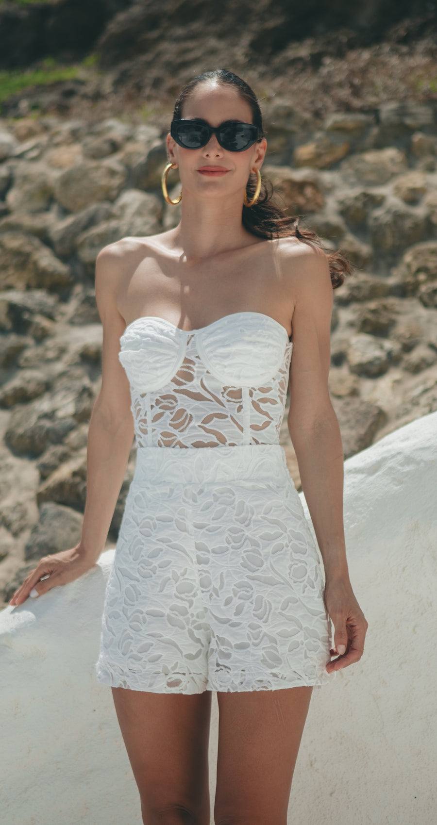 Set Corset Short Corta Blanco