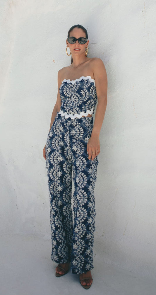 Set Top Y Pantalon Jean Oscuro