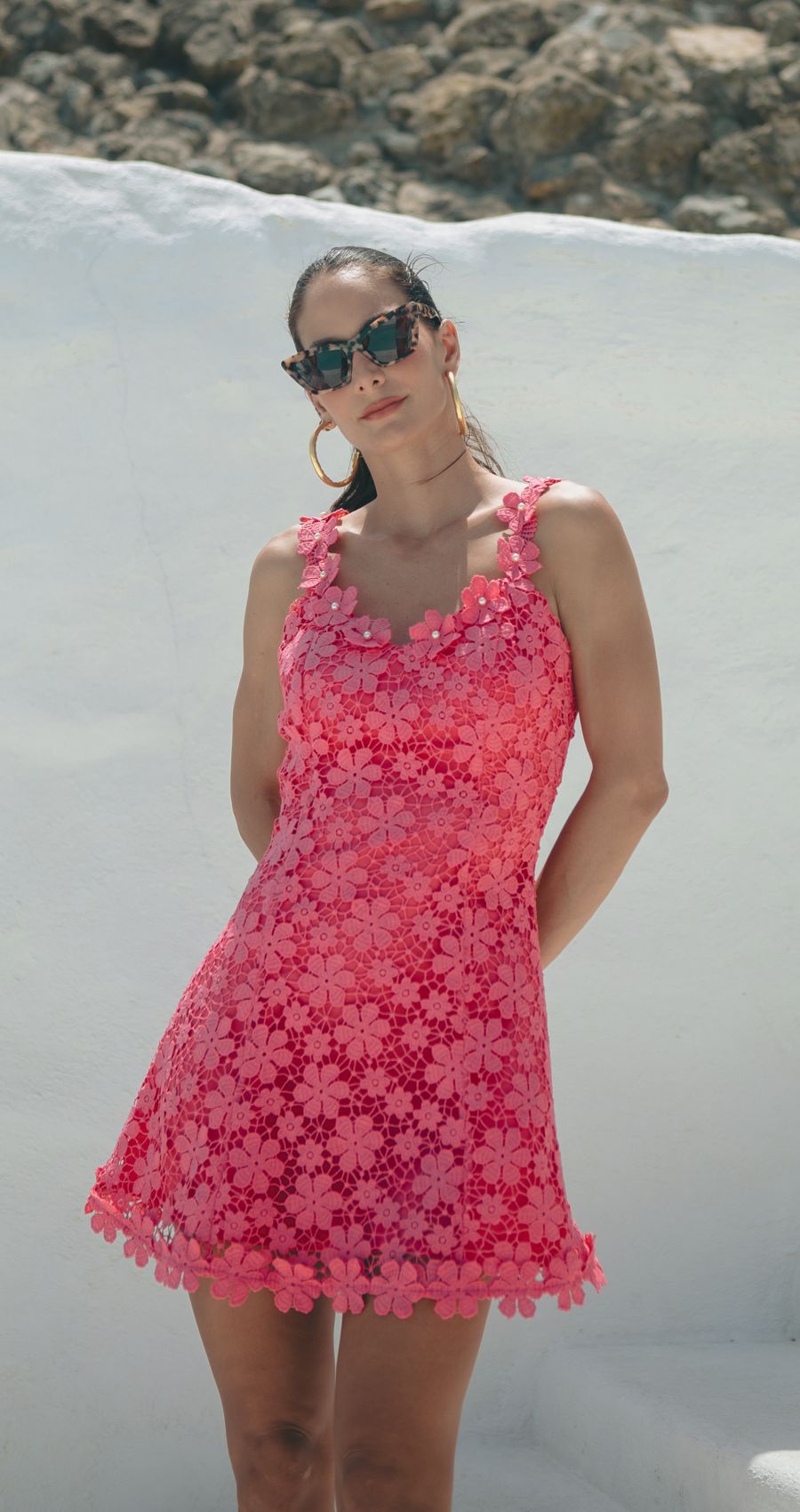 Vestido Cuchilla Corto Coral