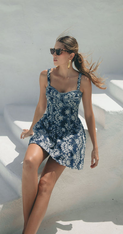 Vestido Corto Corset Jean Oscuro