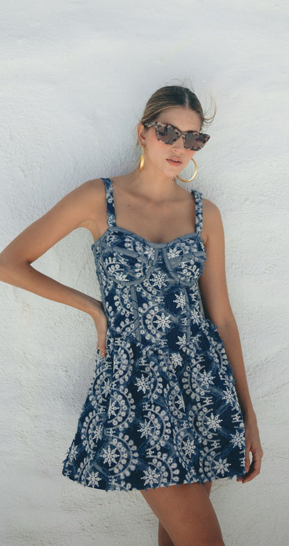 Vestido Corto Corset Jean Oscuro