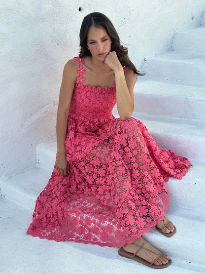 Vestido Lia Bau Midi Coral